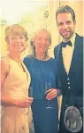  ??  ?? Mark Beaumont at the awards in the USA with his wife Nicci, left, and his mother Una, who was flown in for the awards, much to his surprise.
