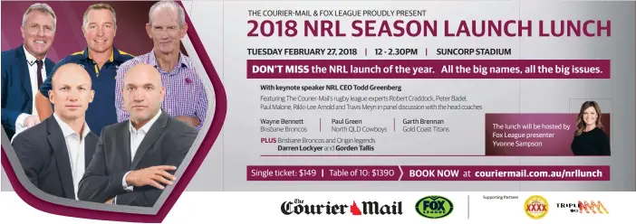  ??  ?? With keynote speaker NRL CEO Todd Greenberg PLUS
Darren Lockyer Gorden Tallis