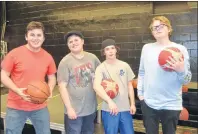  ?? SALLY COLE/THE GUARDIAN ?? Cast members appear in the basketball scene from “High School Musical”. From left are Jack Compton, Mitchel McNally, Andrew Chandler and Julien Kitson.
