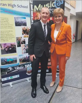  ??  ?? A proud day for Barry when First Minister Nicola Sturgeon brought the Scottish cabinet meeting to Arran High School.