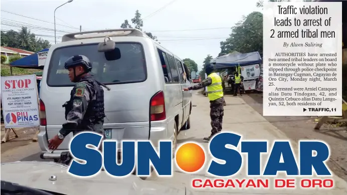  ?? (LYNDE SALGADOS) ?? HEAVY checkpoint like this one in Bukidnon hopes to crack more gun ban violators as the government intensifie­s security measures onward to the national and local elections in May.