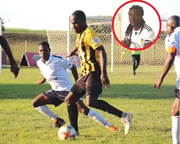 ??  ?? Stanley Ngala (with the ball) in the thick of things. Inset is Last Jesi