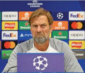  ?? (AFP) ?? Liverpool manager Jurgen Klopp attends a press conference at Anfield on Monday