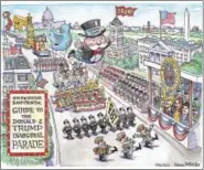  ?? PHOTOS COURTESY OF MATT WUERKER ?? Political cartoons by Matt Wuerker, who works for Politico, are the focus of a program at the American Museum of Tort Law in Winsted on Saturday starting at 11 a.m.