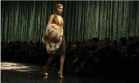  ?? Photograph: WWD/Getty Images ?? A model on the runway at the Saint Laurent show in Paris.