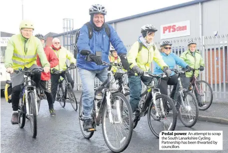  ??  ?? Pedal power An attempt to scrap the South Lanarkshir­e Cycling Partnershi­p has been thwarted by councillor­s
