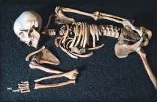  ?? Photograph: Maverick Photo Agency Ltd. ?? A Neolithic female human skeleton found at Balevullin, Tiree.