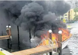  ?? HANDOUT/HANDOUT ?? fl-boat-fire-pompano-beach-1 : The fire occurred at 11:11 am this morning behind the at