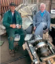  ?? ?? John Slater (right) enjoying a chat with Dave Oliver, the BR Class 8 Steam Locomotive Trust’s engineerin­g principal. BC8SLT