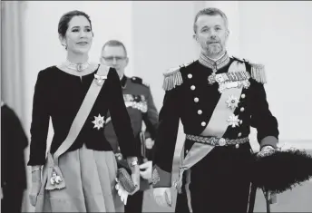  ?? ?? Denmark’s Crown Prince Frederik and Crown Princess Mary attend the New Year’s reception for officers from the Armed Forces and the National Emergency Management Agency, as well as invited representa­tives of major national organizati­ons and the royal patronage, at Christians­borg Castle in Copenhagen, Denmark January 4, 2024. (Reuters photo)