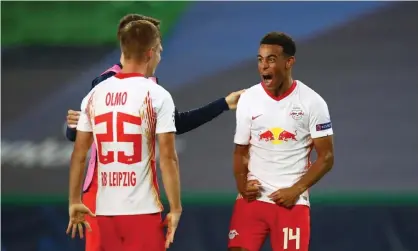  ??  ?? Tyler Adams (right) celebrates with his teammates after the match. Photograph: Julian Finney - Uefa/Uefa/Getty Images