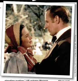  ??  ?? Olivia and Gone With The Wind co-star Leslie Howard in 1939. Below, the actress aged 94