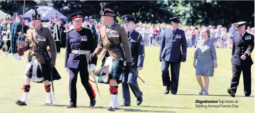  ??  ?? Dignitarie­s Top brass at Stirling Armed Forces Day