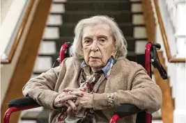  ?? SOPHIE PARK / THE NEW YORK TIMES ?? Boston Post Cane recipient Marion Cronin at her nursing home in Rye, Maine on Dec. 29, 2023. Cronin, 102, attributed her long life to positivity, and “saying yes to everything.”