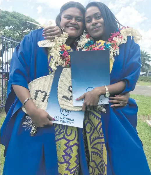  ?? Photo: Selita Bolanavanu­a ?? From left: Marica Rakuro and Salote Vuanidilo after their graduation on Thursday, May 3, 2018.