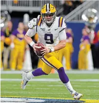  ?? ASSOCIATED PRESS FILE PHOTO ?? Joe Burrow, pictured, is the likely top pick when the NFL draft begins Thursday. He won’t be getting a hug from commission­er Roger Goodell, though, in what will be the most basic of drafts.