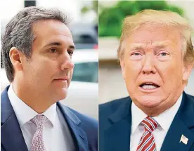  ?? AFP ?? El abogado Michael Cohen (izq) y el mandatario Donald Trump.