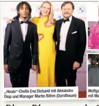  ?? ?? „Heute“-chefin Eva Dichand mit Alexandre Diop und Manager Martin Böhm (Dorotheum)