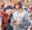  ?? AP FILE ?? Steve Sarkisian, who was Alabama’s offensive coordinato­r, above, during January’s college football title game, will guide Atlanta’s offense next season.