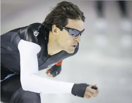  ?? JEFF MCINTOSH/THE CANADIAN PRESS ?? Speedskate­r Denny Morrison’s comeback from serious injuries after a motorcycle crash and a stroke has been a series of small victories.