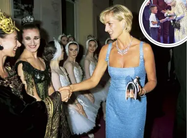  ??  ?? A regal audience The Royal family have kept close links to the hall. Diana, Princess of Wales at a performanc­e of Swan Lake by the English National Ballet in March 1997, and the Queen attending a concert in honour of her 92nd birthday in 2018.