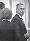  ?? DREW ANGERER/GETTY IMAGES ?? Pat Cipollone, former President Donald Trump’s White House counsel, exits a conference room during a break in his closed-door transcribe­d interview Friday with the Jan. 6 House select committee.