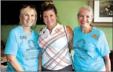  ?? NWA Democrat-Gazette/CARIN SCHOPPMEYE­R ?? Laura Jones (from left), Toni Luetjen and Laura Tyler, Ozark Guidance executive director, help out at the Reinter Cup golf tournament.