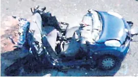  ?? Picture: SWNS ?? The wreckage yesterday of the Nissan Micra in which five people died