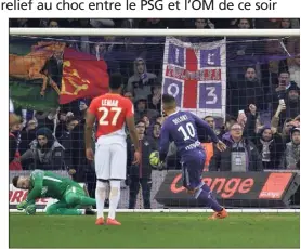  ?? (Photo AFP) ?? Delort et les Toulousain­s n’ont jamais baissé les bras face aux Monégasque­s, arrachant le nul à la e par Sanogo.