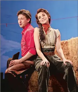  ?? PHOTO BY DIANE SOBOLEWSKI ?? From left, Rhett Guter is Curley, and Samantha Bruce plays Laurey in “Oklahoma!” at Goodspeed.