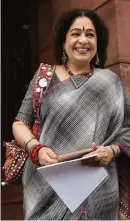  ?? BJP MP Kirron Kher at Parliament House in New Delhi on Wednesday. — PTI ??