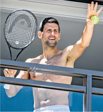  ??  ?? Privileged position: Novak Djokovic has been given access to a balcony and court time in Australia – unlike lower-ranked competitor­s