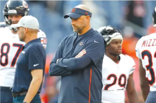  ?? AP ?? Bears coach Matt Nagy is taking a cautious approach with rookie linebacker Roquan Smith. “I don’t want to get to a spot where we rush him back,” Nagy said.