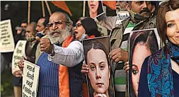  ?? AFP ?? Social media activity led to protests by Hindu groups after comments by climate activist Greta Thunberg and singer Rihanna.