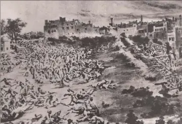  ?? HT ARCHIVES ?? A painting depicting the Jallianwal­a Bagh massacre on April 13, 1919.