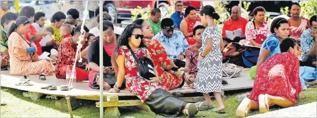  ?? Picture: FIJI GOVERNMENT Picture: JONA KONATACI ?? President Ratu Wiliame Katonivere and First Lady Filomena Katonivere with Bishop Sione Ulu’ilakepa.
Church members during the ordination service at Holy Trinity Cathedral in Suva on Saturday.