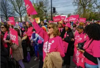  ?? MAANSI SRIVASTAVA/NYT ?? Abortion rights groups rallied outside the Supreme Court on March 26.