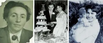  ??  ?? From left Dame Stephanie’s mother; on her wedding day, 1959; with her son Giles at three months