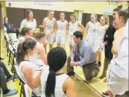  ?? Peter Wallace / For Hearst Connecticu­t Media ?? Thomaston coach Bob McMahon tunes up the Golden Bear defense in a big openingnig­ht win over last season’s Berkshire League champion Housatonic at Thomaston High School on Monday night.