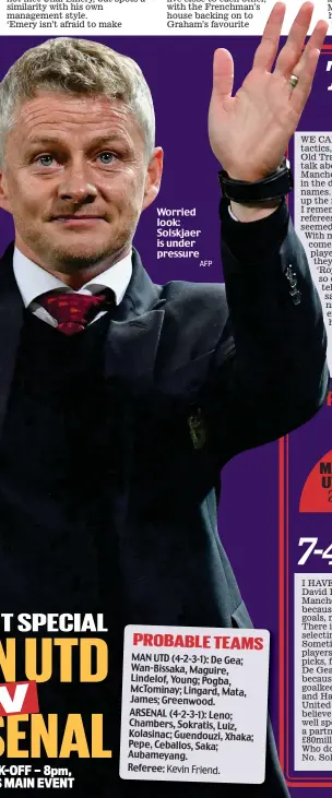  ?? AFP ?? Worried look: Solskjaer is under pressure