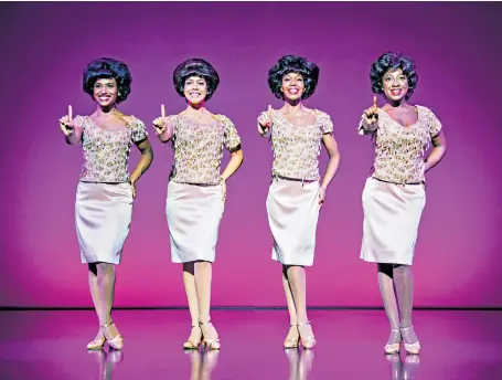  ??  ?? The cast of Motown The Musical rehearse The Marvelette­s’ Please Mr Postman at the Shaftesbur­y Theatre in London. The 1961 single was the first Motown song to reach number one in the Billboard Hot 100 chart.