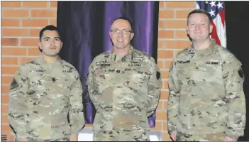  ?? ?? Sgt. Justin Neubert (right) works alongside Staff Sgt. ricardo Luna Chaplain and maj. Jeffrey Crispin and at the Yuma proving Ground Chapel. (photo by Ana Henderson)