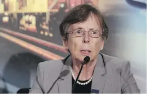  ?? GAVIN YOUNG/POSTMEDIA ?? Transport safety head Kathy Fox said there have been no major crude derailment­s in Canada since 2015, but she remains concerned over a recent rise in uncontroll­ed train movements.