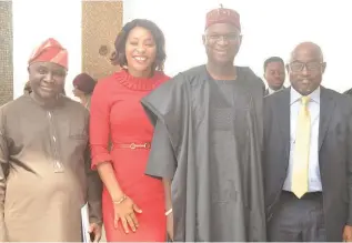  ??  ?? L-R: Muda Yusuf, director general, Lagos Chamber of Commerce and Industry (LCCI); Funmi Iyayi, CEO, Lagos Chamber of Commerce Internatio­nal Arbtration Centre (LACIAC); Babatunde Fashola, minister of power, works and housing, and Tunde Fagbohunlu, chairman, board of directors, LACIAC, at the LACIAC regional training workshop on dispute management in Africa infrastruc­ture projects, in Lagos, at the weekend. Pic by Olawale Amoo