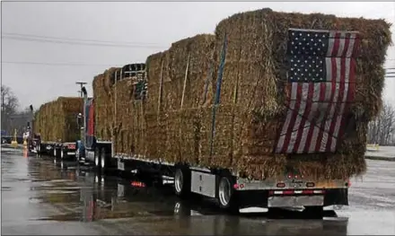  ?? SUBMITTED PHOTO ?? Tractor-trailers loaded with hay make their way to Kansas to help ranchers there who have been devastated by wildfires.