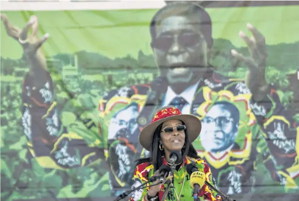  ?? Picture: Getty Images ?? VAULTING AMBITION Grace Mugabe, wife of Zimbabwean President Robert Mugabe and head of the Zanu-PF Women’s League, addresses a Zanu-PF rally in Bulawayo in July.