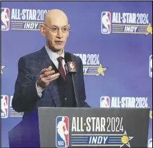  ?? Associated Press ?? NBA Commission­er Adam Silver speaks during a news conference during the NBA basketball All-Star weekend on Feb. 17 in Indianapol­is.