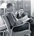  ??  ?? Partners: Samuel Barber, left, and Gian Carlo Menotti at Capricorn in 1950