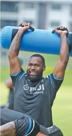  ?? Photo: Ronald Kumar ?? Fiji Airways Flying Fijians inside centre Levani Botia during training at Albert Park, Suva on August16, 2019. Botia plays for La Rochelle in the French Top 14