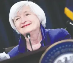  ?? BRENDAN SMIALOWSKI / AFP via Gett y Imag es files ?? Janet Yellen was head of the U. S. central bank from 2014 to 2018.